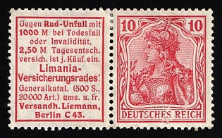 1911-12 10pf German Empire, Germany, Se-tenant, Zusammendrucke