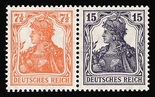 1917-18 German Empire, Germany, Se-tenant, Zusammendrucke, Signed
