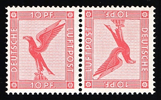 1931 10pf Weimar Republic, Germany, Tete-beche, Se-tenant, Zusammendrucke, Airmail