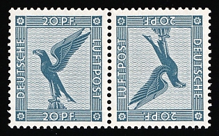 1931 20pf Weimar Republic, Germany, Tete-beche, Se-tenant, Zusammendrucke, Airmail