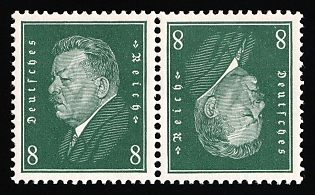 1928 8pf Weimar Republic, Germany, Tete-beche, Se-tenant, Zusammendrucke