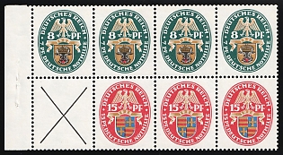 1928 Weimar Republic, Germany, Se-tenant, Zusammendrucke, Block