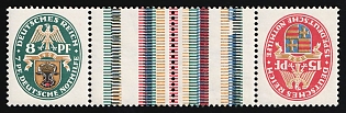 1928 Weimar Republic, Germany, Gutter Pair, Tete-beche, Se-tenant, Zusammendrucke