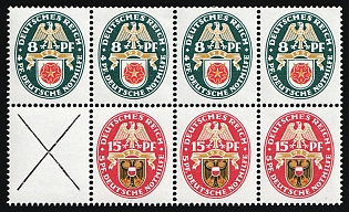 1929 Weimar Republic, Germany, Se-tenant, Zusammendrucke, Block