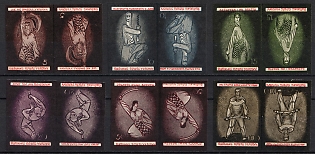 1955 National Anthem of Ukraine, Ukraine, Underground Post, Complete Set, Watermark, Imperforate Tete-beche Pairs, Feduk #335-340