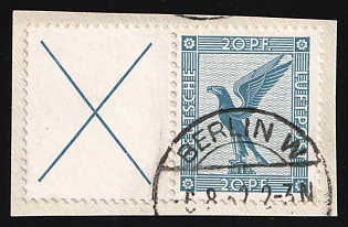 1931 20pf on piece Weimar Republic, Germany, Se-tenant, Zusammendrucke, Airmail