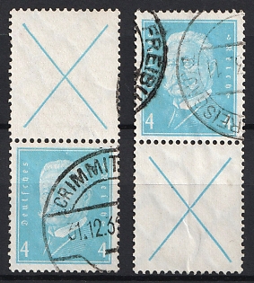 1932 4pf Weimar Republic, Germany, Se-tenants, Zusammendrucke