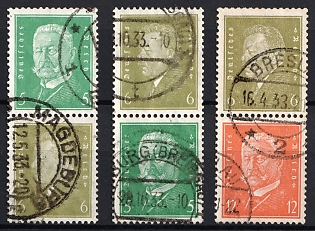 1932 Weimar Republic, Germany, Se-tenants, Zusammendrucke