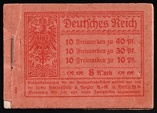 1921 Complete Booklet with stamps of Weimar Republic, Germany, Excellent Condition