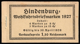 1927 Complete Booklet with stamps of Weimar Republic, Germany, Excellent Condition, Signed