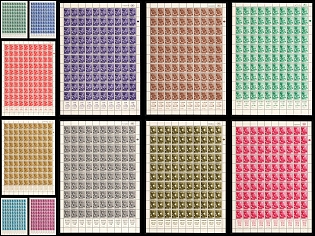 1955 Israel, Complete Set, Complete Sheets, Coupons, Plate Numbers, Sheet Inscription, Coupons