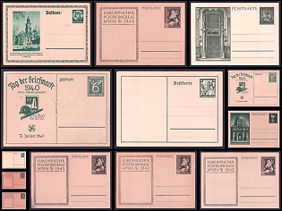 1938 - 1945 Third Reich, Small Collection of Nazi Propaganda Postal Stationery Postcard