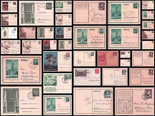 1934 - 1944 Third Reich, Small Collection of Nazi Propaganda Postal Stationery Postcards and Postcards