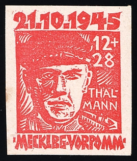 1945 12pf Mecklenburg-Vorpommern, Soviet Russian Zone of Occupation, Germany, Imperforate