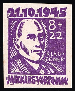 1945 8pf Mecklenburg-Vorpommern, Soviet Russian Zone of Occupation, Germany, Imperforate