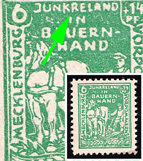 1945 6pf Mecklenburg-Vorpommern, Soviet Russian Zone of Occupation, Germany, 'JUNKRELAND' instead of 'JUNKERLAND'