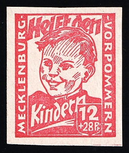 1945 12pf Mecklenburg-Vorpommern, Soviet Russian Zone of Occupation, Germany, Imperforate, Signed