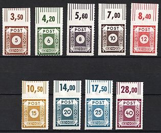 1945 Loschwitz, East Saxony, Soviet Russian Zone of Occupation, Complete Set, Margins, Plate Numbers