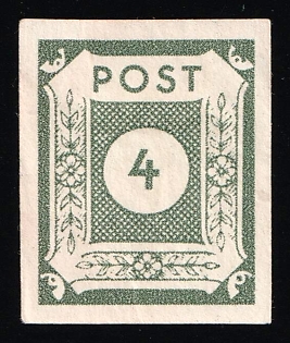 1945 4pf East Saxony, Soviet Russian Zone of Occupation, Black-Gray-Blue Color