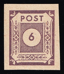 1945 6pf East Saxony, Soviet Russian Zone of Occupation, Imperforate, Signed
