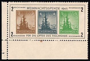 1945 Thuringia, Soviet Russian Zone of Occupation, Germany, Souvenir Sheet, Corner Margin