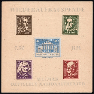 1946 Thuringia, Soviet Russian Zone of Occupation, Germany, Souvenir Sheet