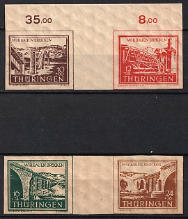 1946 Thuringia, Soviet Russian Zone of Occupation, Germany, Se-tenants