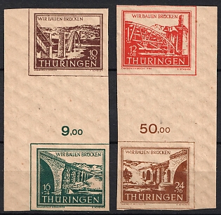 1946 Thuringia, Soviet Russian Zone of Occupation, Germany, Se-tenants, Margins