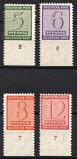 1945 Rosswein, West Saxony, Soviet Russian Zone of Occupation, Complete Set, Margins, Plate Numbers
