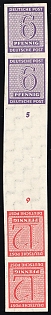 1945 West Saxony, Soviet Russian Zone of Occupation, Tete-beche Gutter-Pair, Plate Numbers