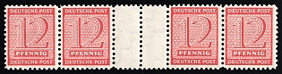 1945 12pf West Saxony, Soviet Russian Zone of Occupation, Gutter-Pair