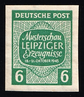 1945 6pf West Saxony, Soviet Russian Zone of Occupation, Imperforate, Signed