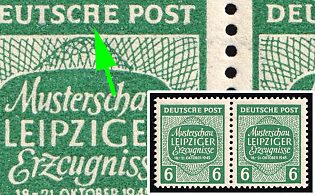 1945 6pf West Saxony, Soviet Russian Zone of Occupation, Pair, 'A' instead of 'H' in 'DEUTSCHE'