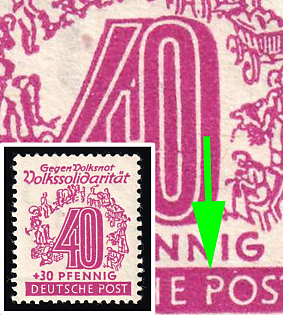1946 40pf West Saxony, Soviet Russian Zone of Occupation, 'P' in 'POST' open