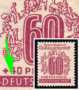 1946 60pf West Saxony, Soviet Russian Zone of Occupation, 'DFUTSCHE POST'