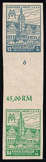 1946 West Saxony, Soviet Russian Zone of Occupation, Gutter-Pair, Plate Numbers