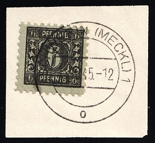 1945 6pf Mecklenburg-Vorpommern on piece, Soviet Russian Zone of Occupation, Germany