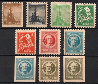 1945 Thuringia, Soviet Russian Zone of Occupation, Germany, Complete Set