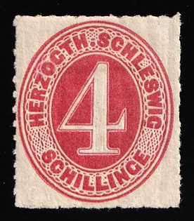 1864 4s Schleswig-Holstein, German States, Germany, Signed
