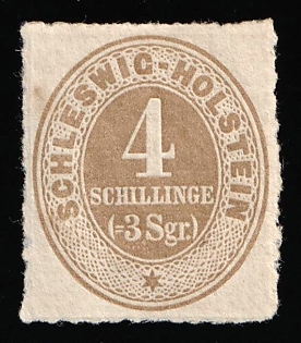 1865 4s Schleswig-Holstein, German States, Germany, Signed