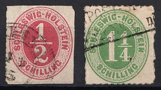 1865 1/2s, 1 1/4s Schleswig-Holstein, German States, Germany