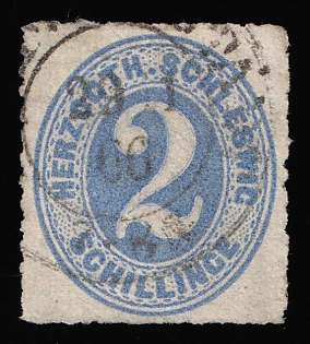 1865-67 2s Schleswig-Holstein, German States, Germany, Circular Datestamp, Signed