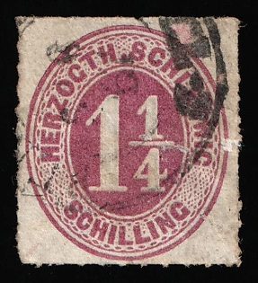 1867 1 1/4s Schleswig-Holstein, German States, Germany, Circular Datestamp