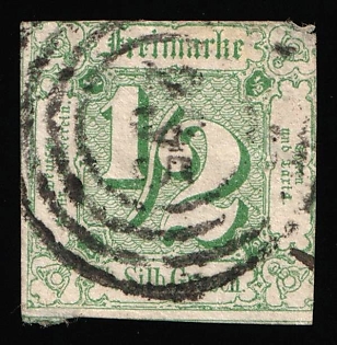 1859 1/2sgr Thurn and Taxis, German States, Germany, Circular Cancellation
