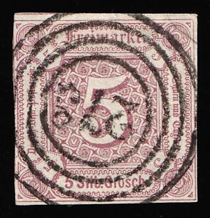 1859 5sgr Thurn and Taxis, German States, Germany, Circular Cancellation, Certificate