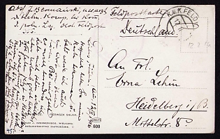1916 (12 Feb) Polish Legion in Austro-Hungarian Army, Picture Field Post Postcard sent by a Polish Soldier to Heidelberg Germany, Austrian K.u.K. (Royal and Imperial) Field Post Postmark, Faint Purple Postmark of the Polish Legions