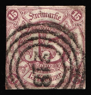 1859 15kr Thurn and Taxis, German States, Germany, Circular Cancellation