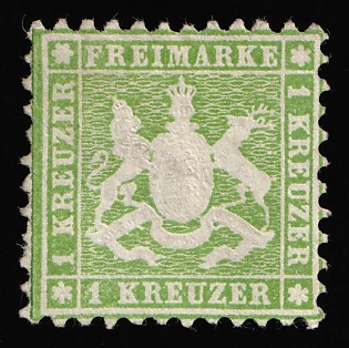 1863 1kr Wurttemberg, German States, Germany