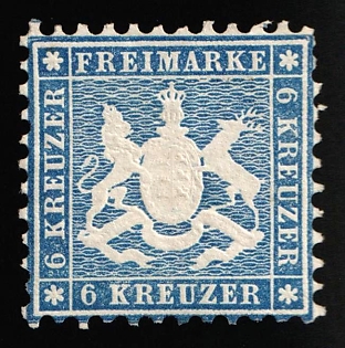 1864 6kr Wurttemberg, German States, Germany