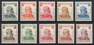 1916 Wurttemberg, German States, Germany, Official Stamps, Complete Set